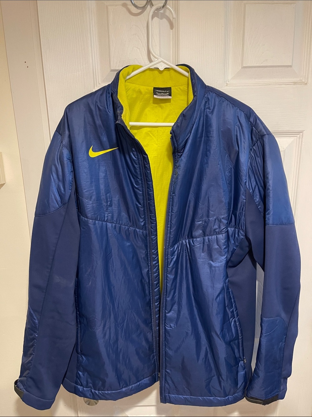 Nike Golf Men's Navy Performance Jacket with Yellow Accents